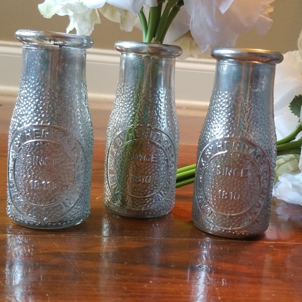 Mercury glass milk bottle